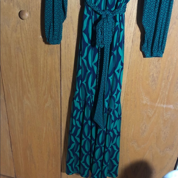 Boden Green Geometric Long Sleeve Dress size 8 - Picture 6 of 9